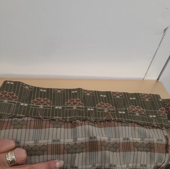 CUSTOM Mid-Century Statement Drapery Curtain Panels Green Gold 86" Long - Picture 11 of 12